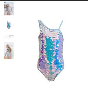 Iridescent Sequin mermaid girls Swimsuit